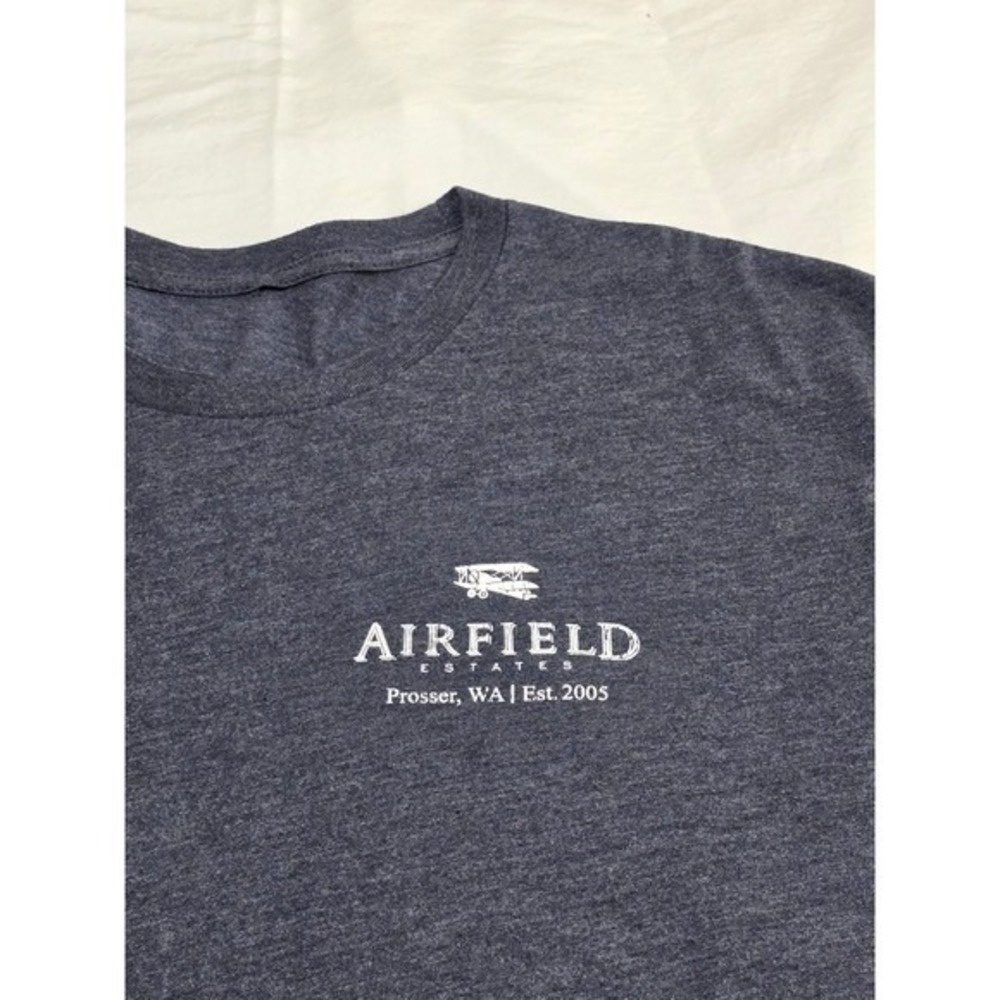 Airfield Estates T Shirt Graphic Tee Dark Gray Short Sleeve Men's XXL Soft /0164